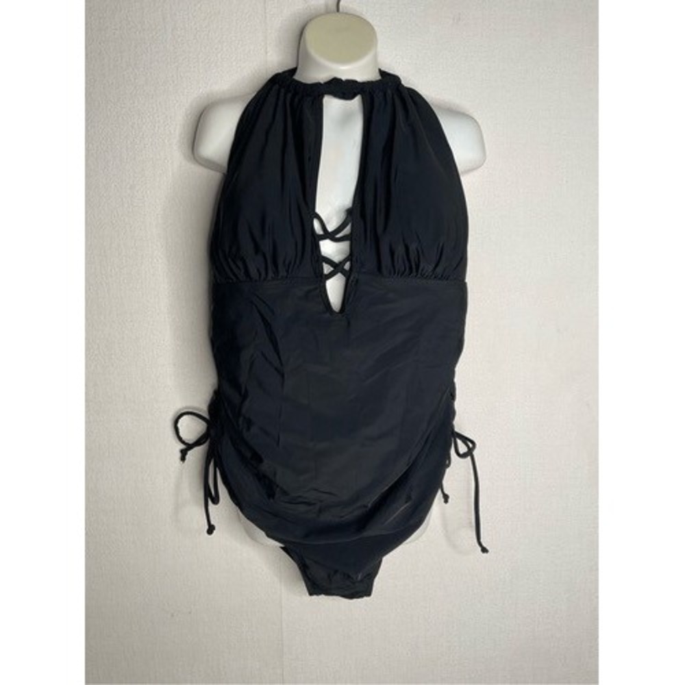 NWT‎ Aqua Eve  Black Tummy Control Halter One Piece Swimsuit Women 18W China